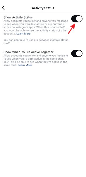 désactivez le statut d'activité sur Instagram pour iPhone