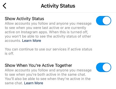 turn off activity status on Instagram iPhone