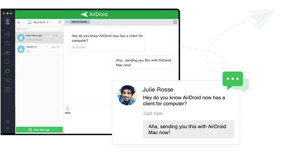 airdroid personal view text messages