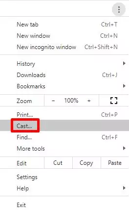 choose cast in Chrome browser