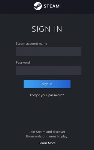 sign in to Steam account