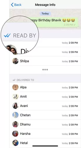 WhatsApp read receipts in the group