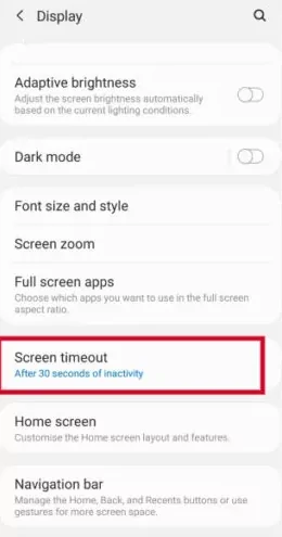 disable-screen-timeout-through-the-display-option
