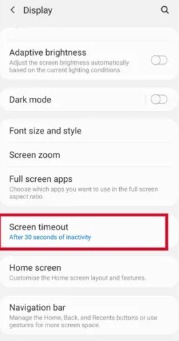 disable-screen-timeout-through-the-display-option