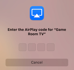 enter AirPlay code to mirror Mac to TV