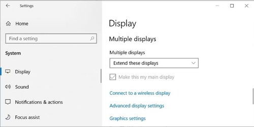 how to extend display Windows 10