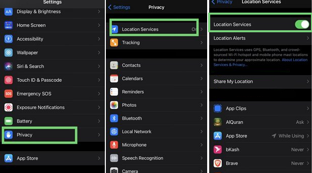 disable Location Services on iPhone