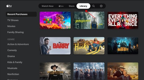 Library in Apple TV app
