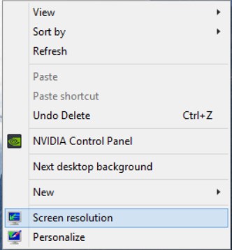 Screen resolution on Windows 8