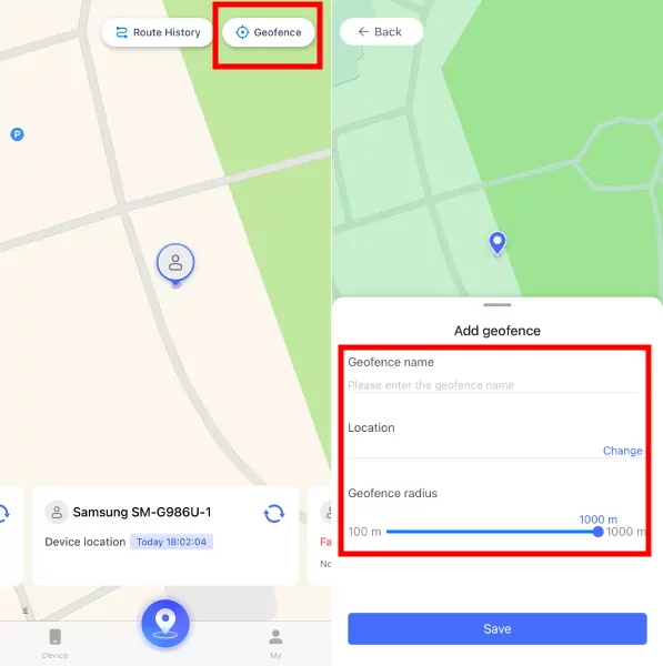 set geofence on AirDroid Parental Control