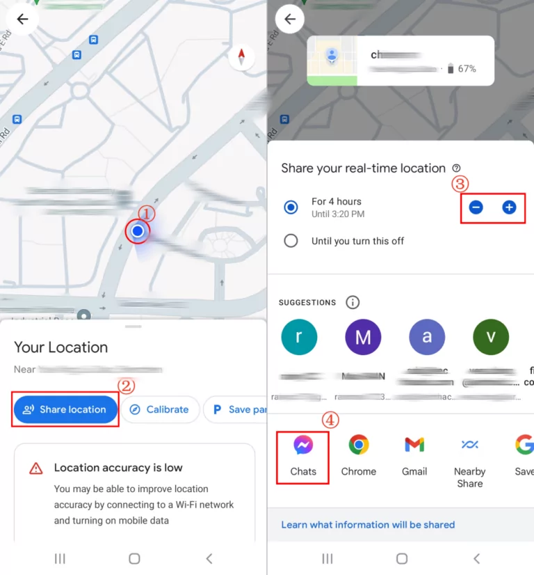 share Google Maps location to Messenger