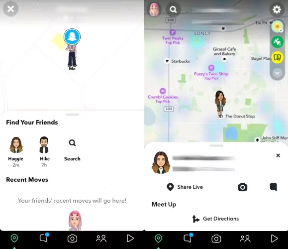 search friends to see their location on Snap Map
