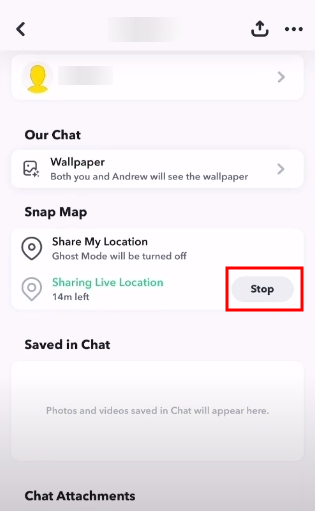 stop live location sharing on Snapchat