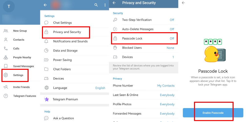 enable Telegram app lock feature