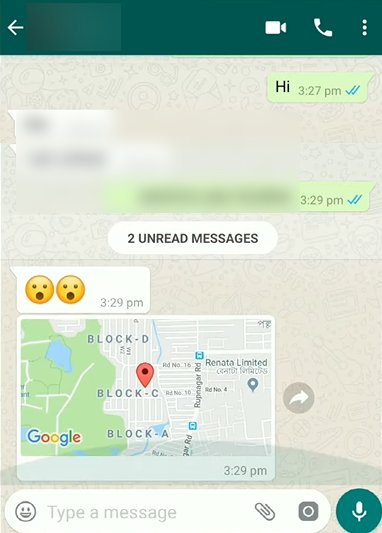 find someone location on WhatsApp