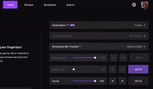 streaming settings for Twitch