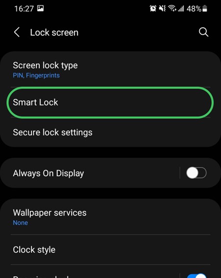 Galaxy端末 Smart Lock 設定