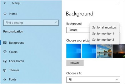 change Windows background for multiple monitors