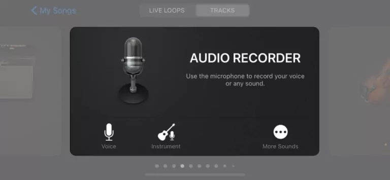 in audio recorder option tap on voice
