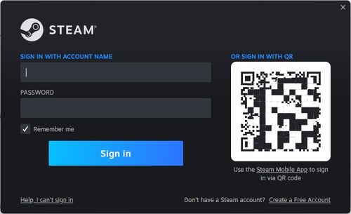sign in Steam account