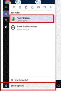 buscar opciones de energía en Windows