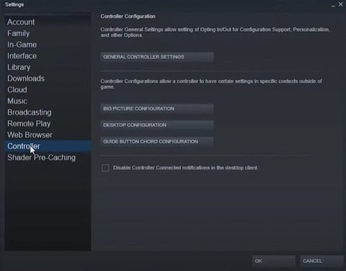 Controller Settings in Steam