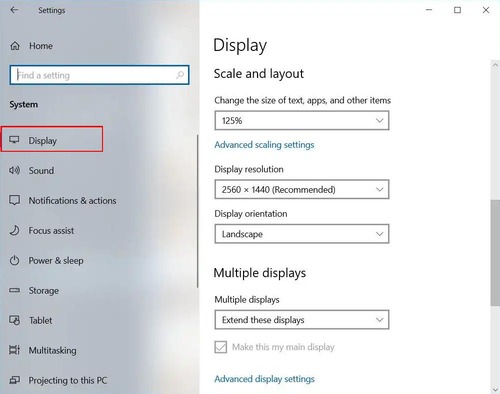 Configuración de la pantalla de Windows desde la aplicación Configuración