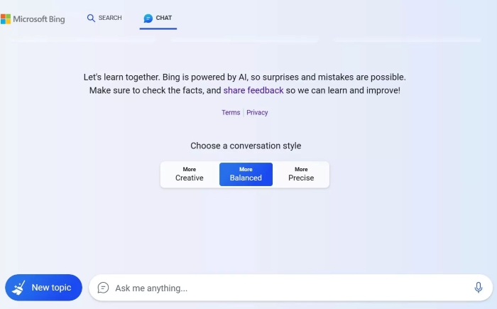 examples of AI chatbots Bing AI