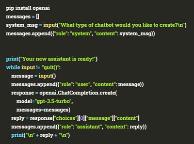 ChatGPT API code