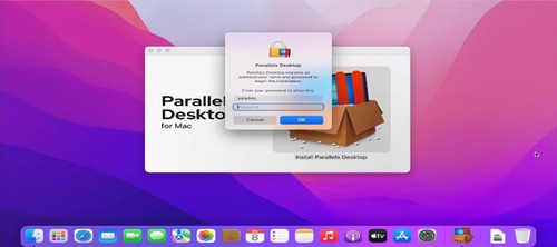 enter the password on Parallels desktop