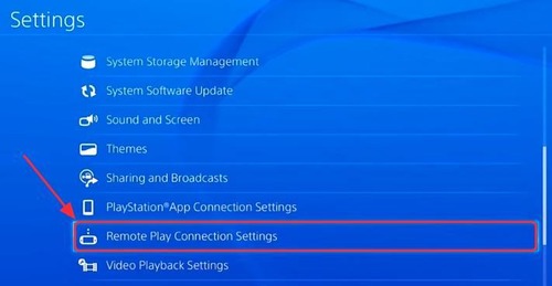 Remote Play settings on PS4