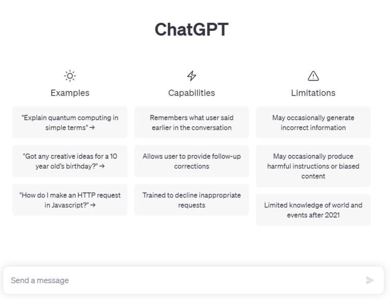 the interface of chatgpt