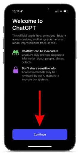 pantalla de bienvenida de ChatGPT en iOS