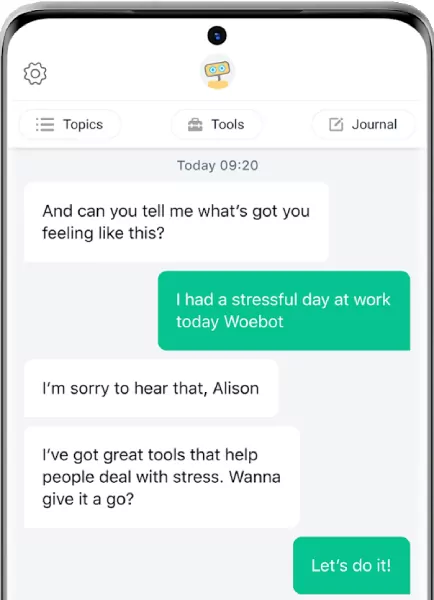 chatbot conversacional en el sector sanitario - Woebot