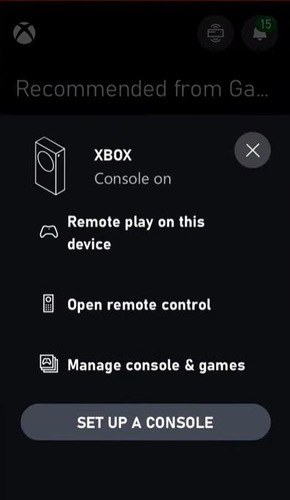 set up a console on Xbox app
