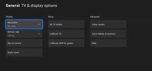 Xbox video settings
