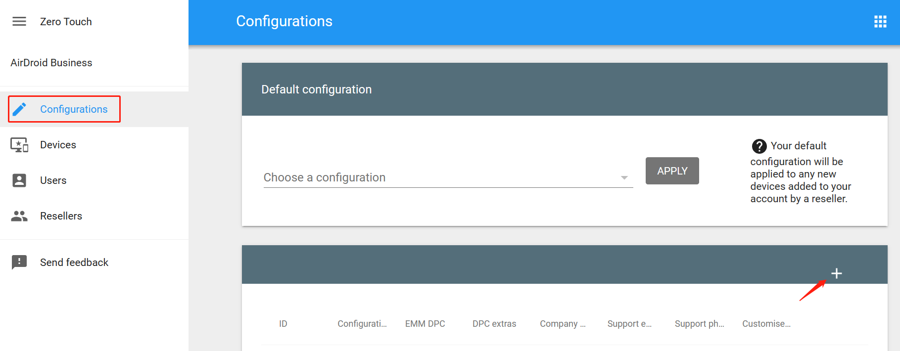 2 Create a configuration on Zero Touch Portal