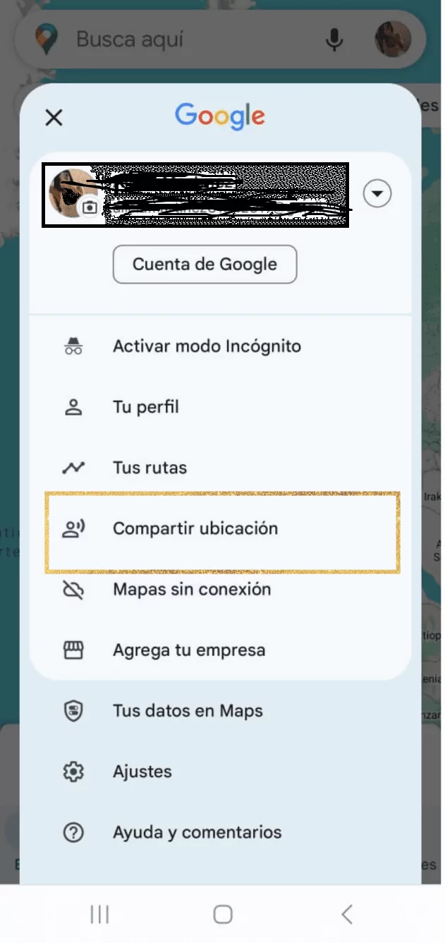 Seleccionar Compartir ubicación en google maps