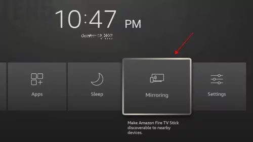 quick access to mirroring settings in Firestick