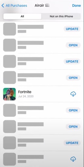 install Fortnite from family's Apple ID