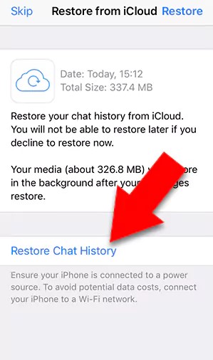 iCloud restore WhatsApp call log