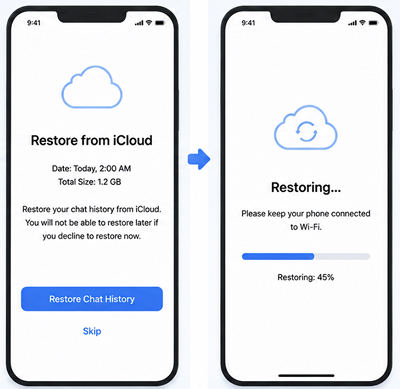iCloud restore WhatsApp call log