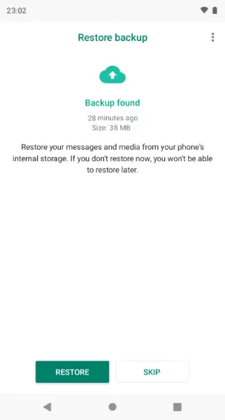 restaurer l'historique des appels WhatsApp à partir de la sauvegarde locale Android