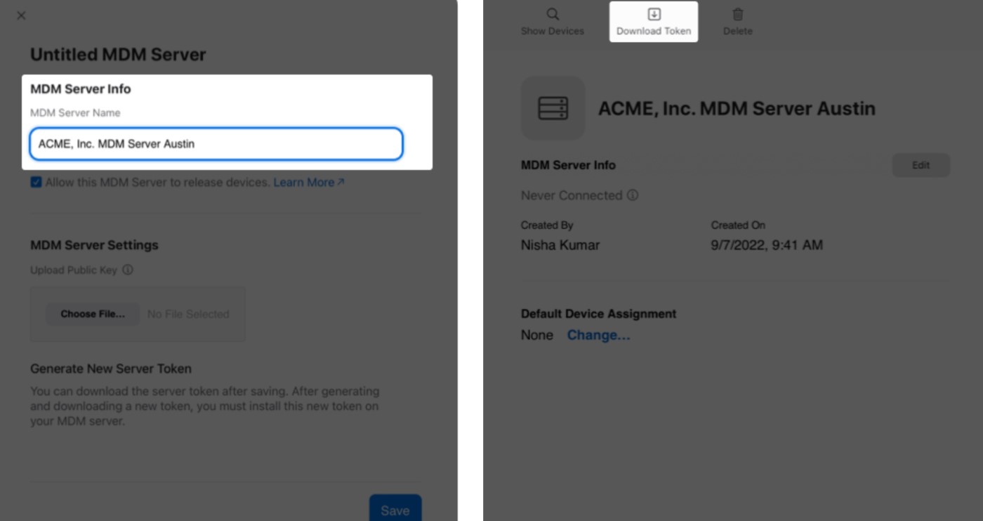 set up mdm server on abm