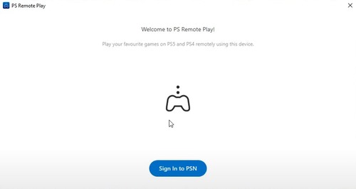 sign in PSN account on PS Remote Play app