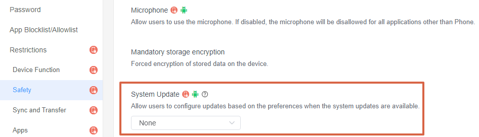 Set up the "System Updates" policy 