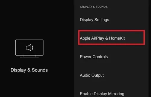 AirPlay settings in Firestick