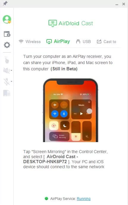 AirPlay connection in AirDroid Cast