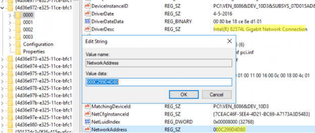 change mac address value