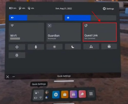 Quest Link in Quick Settings